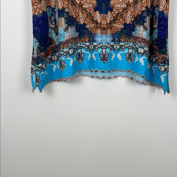 Soft Surrounds Sharron Short Sleeve Artwear Women's 1X Multicolor Bohemian Top - Picture 3 of 9